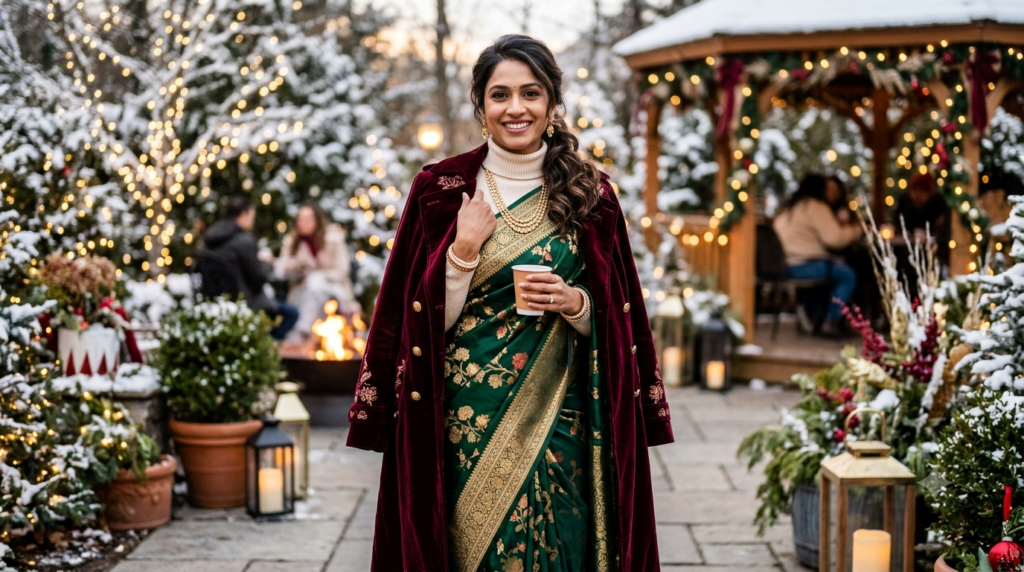 Winter Saree Look Ideas