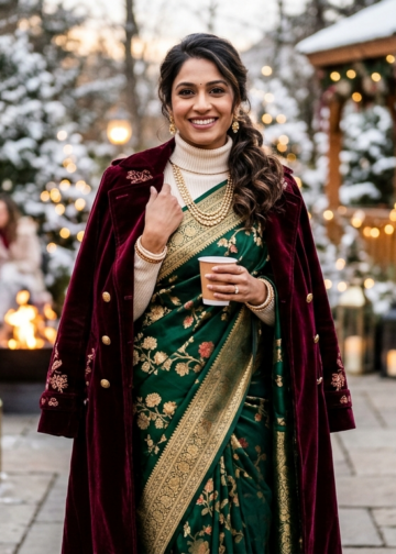 Winter Saree Look Ideas